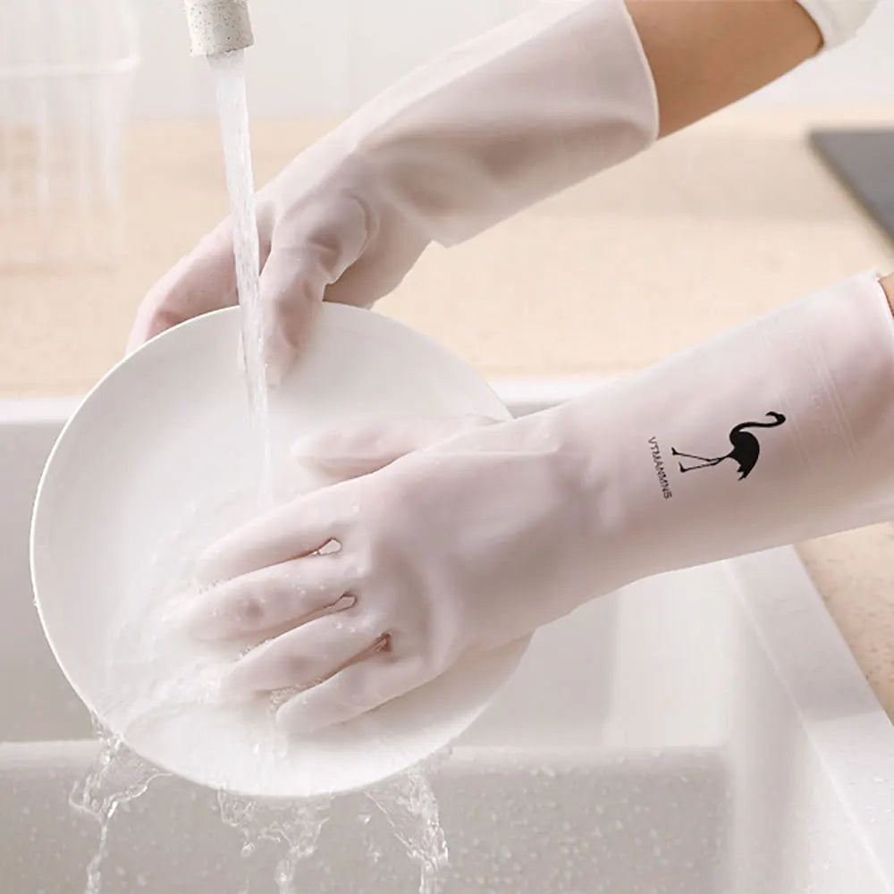 Silicone World 1 Pair Waterproof Rubber Latex Dish Washing Gloves Kitchen Durable Cleaning Housework Chores Dishwashing Tools