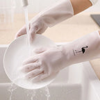 Silicone World 1 Pair Waterproof Rubber Latex Dish Washing Gloves Kitchen Durable Cleaning Housework Chores Dishwashing Tools