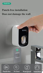 WIKHOSTAR Automatic Toothpaste Dispenser Bathroom Accessories Set Wall Mounted Toothpaste Squeezer Toothpaste Holder Rack