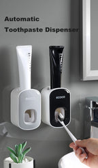 WIKHOSTAR Automatic Toothpaste Dispenser Bathroom Accessories Set Wall Mounted Toothpaste Squeezer Toothpaste Holder Rack