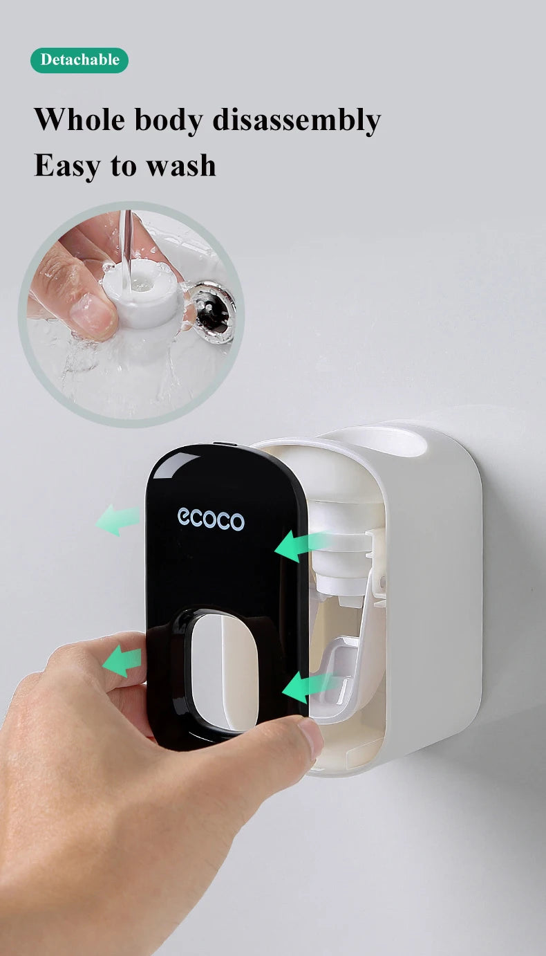 WIKHOSTAR Automatic Toothpaste Dispenser Bathroom Accessories Set Wall Mounted Toothpaste Squeezer Toothpaste Holder Rack