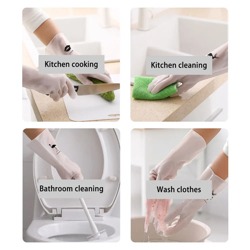 Silicone World 1 Pair Waterproof Rubber Latex Dish Washing Gloves Kitchen Durable Cleaning Housework Chores Dishwashing Tools
