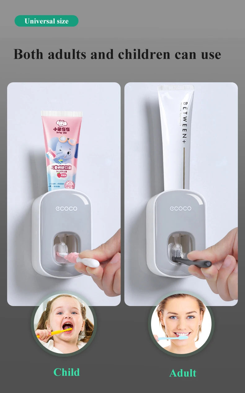 WIKHOSTAR Automatic Toothpaste Dispenser Bathroom Accessories Set Wall Mounted Toothpaste Squeezer Toothpaste Holder Rack