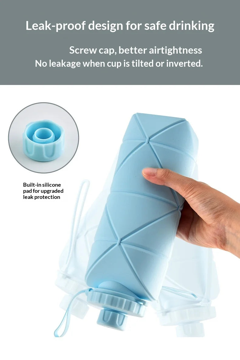 Food-grade Silicone Foldable Water Cup, Large Capacity, Portable for Outdoor Travel & Sports, Heat-resistant, Creative Collapsib