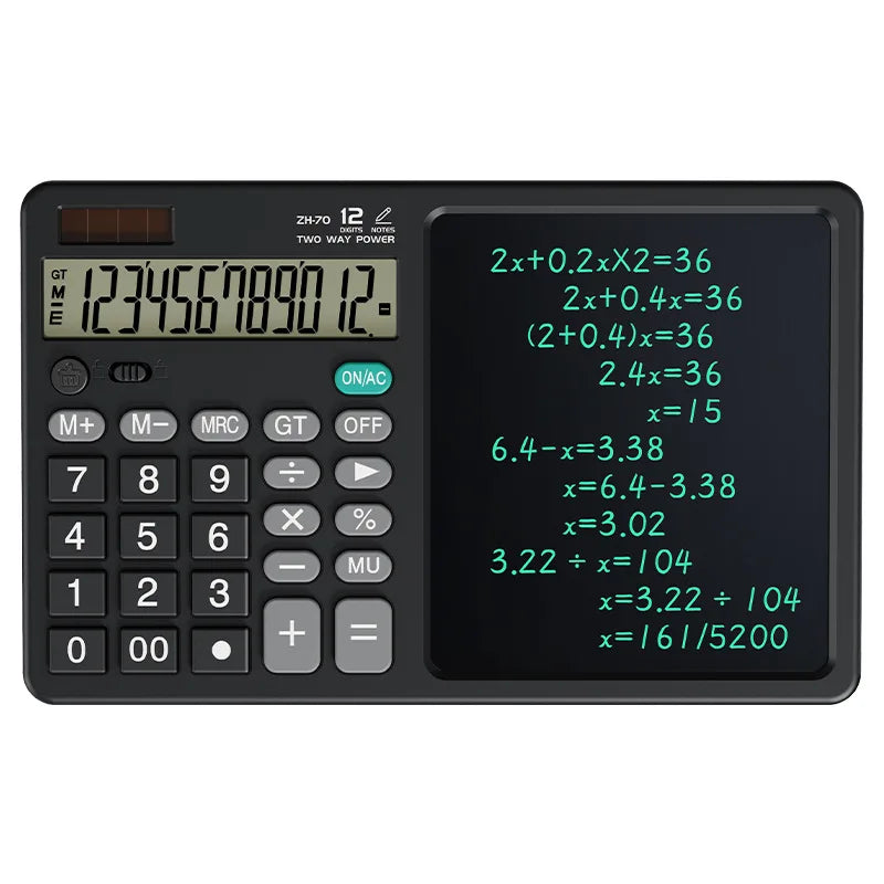 Solar Foldable Scientific Calculator with Writing and Drawing Tablet, LCD Large Screen Calculator