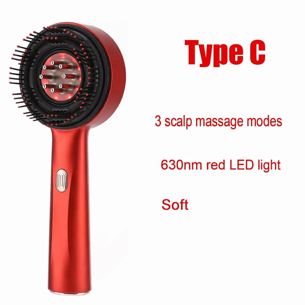 Electric Scalp Head Massage Comb 660nm Light Hair Growth Comb Hair Brush Head Spa 3 Levels Soft Massage Scalp Oil Applicator