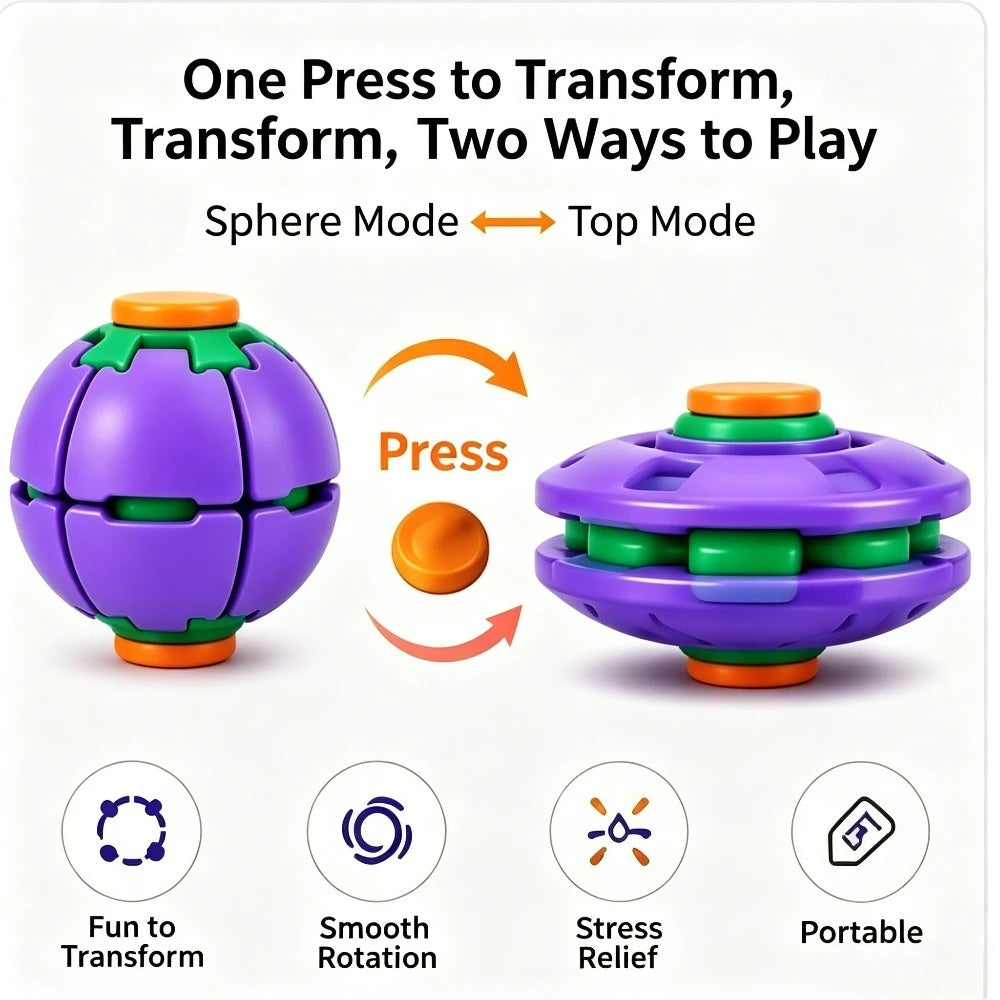 Transforming Fidget Spinner Ball Press To Spin 3D Printed Stress Relief Toys Portable Deformation Decompression Toys Party Favor