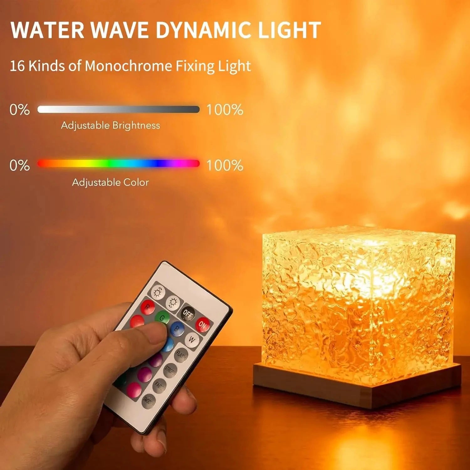 HOMEFISH RGB 16 Colors Night Light with Remote Ocean Wave Aurora Projector Rechargeable Table Lamp for Home Bedroom Decor