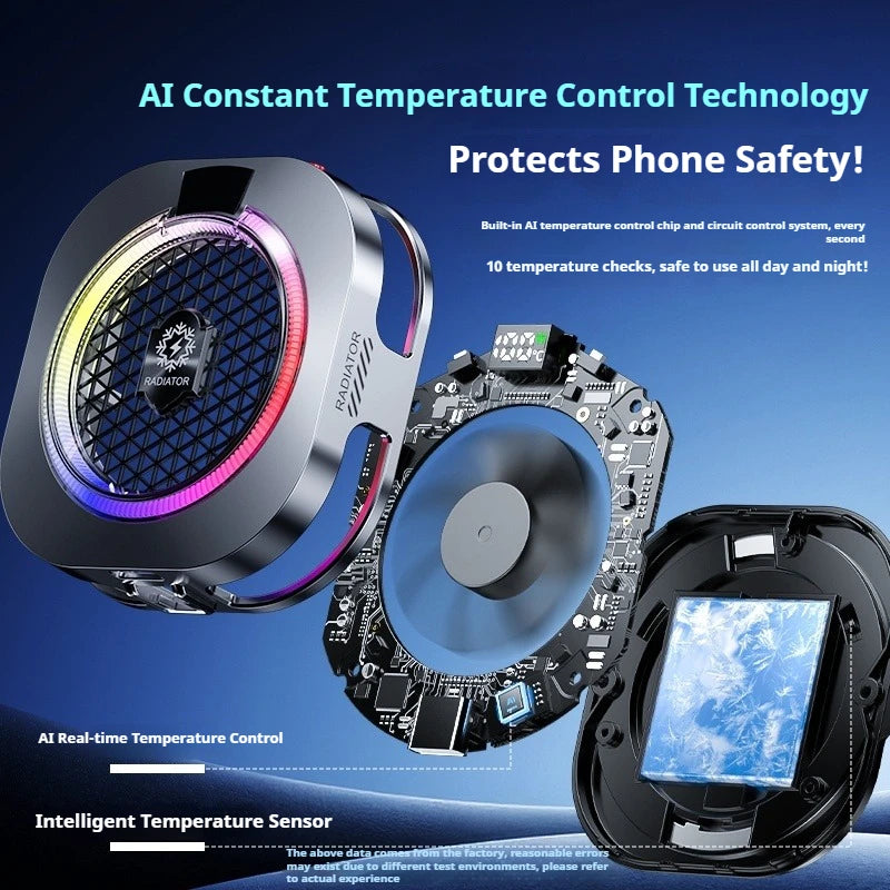 Magnetic Back Clip Dual-use Mobile Phone Radiator Digital Display Temperature Control AI Intelligent Gear Semiconductor Cooling