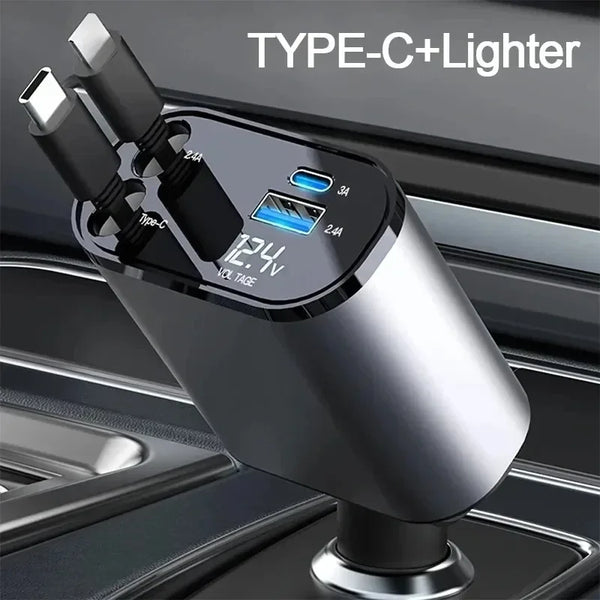 4-in-1 120W Retractable Car Charger