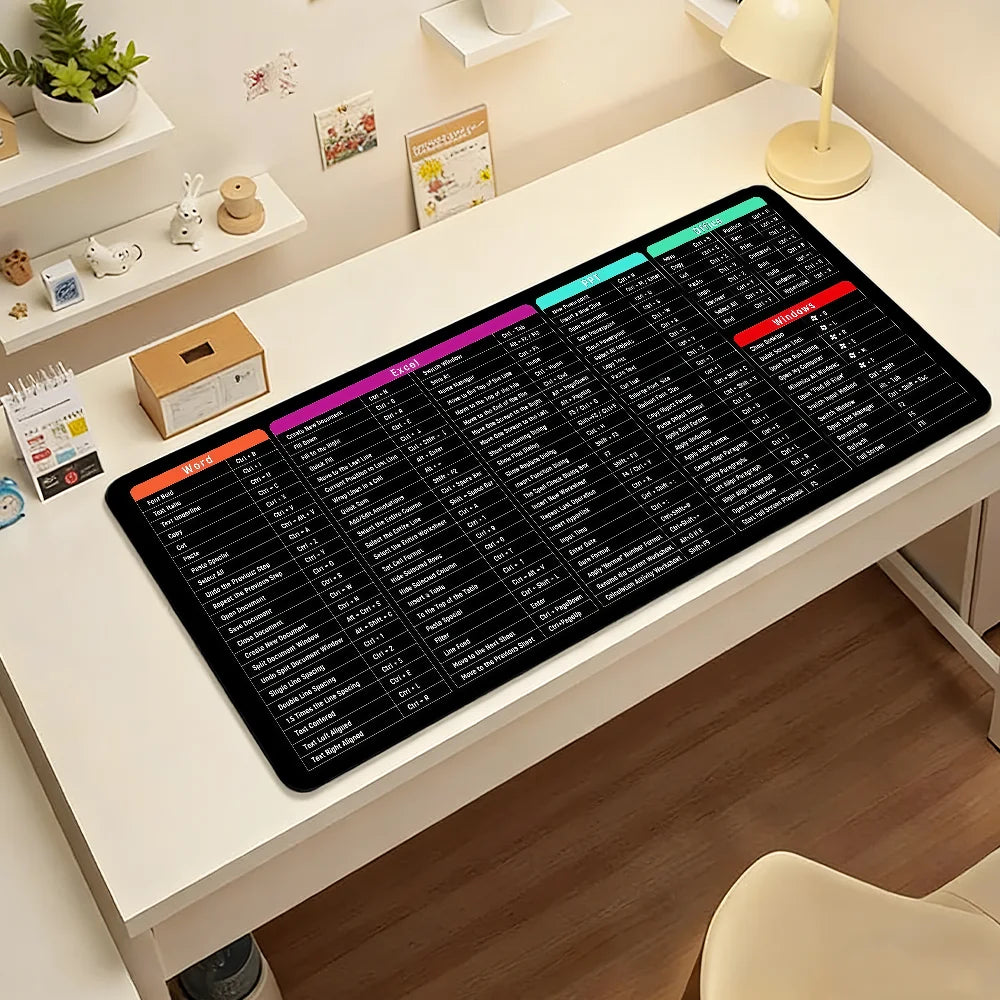 Word Excel PPT Office Shortcuts MousePad Non-slip Locking Edge PC Laptop Accessories Rubber Office Keyboard Game XXL DeskMat