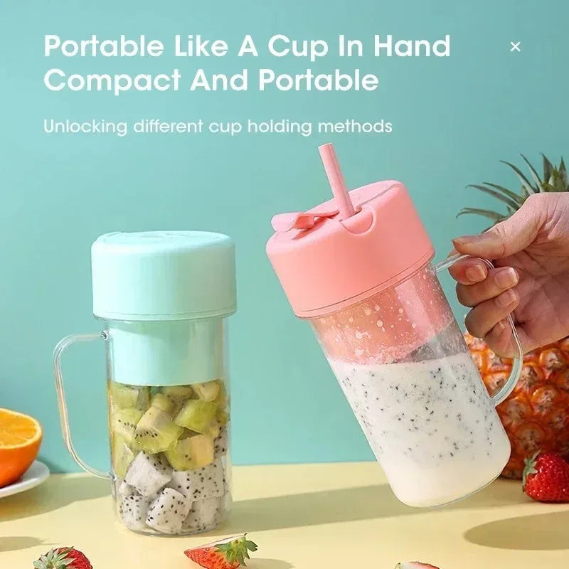 Portable USB Rechargeable Mini Blender Juicer Cup with Straw Cordless Juice Maker for Fruit Smoothies Home Outdoor Gym