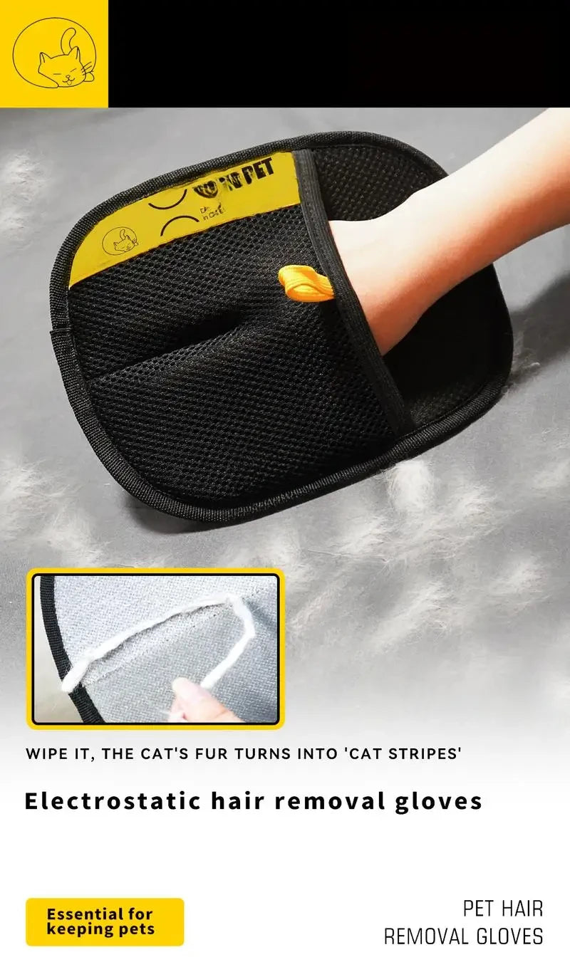 Animal hair glove Electrostatic gloves Two-way brush pet hair removal glove for cats dogs clothes furniture  electrostatic