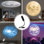 USB Projector Light Halloween Moon Lamp Christmas Holiday Night Light Rotatable Scenes Projector for Wall Ceiling Decor Lighting
