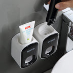 WIKHOSTAR Automatic Toothpaste Dispenser Bathroom Accessories Set Wall Mounted Toothpaste Squeezer Toothpaste Holder Rack