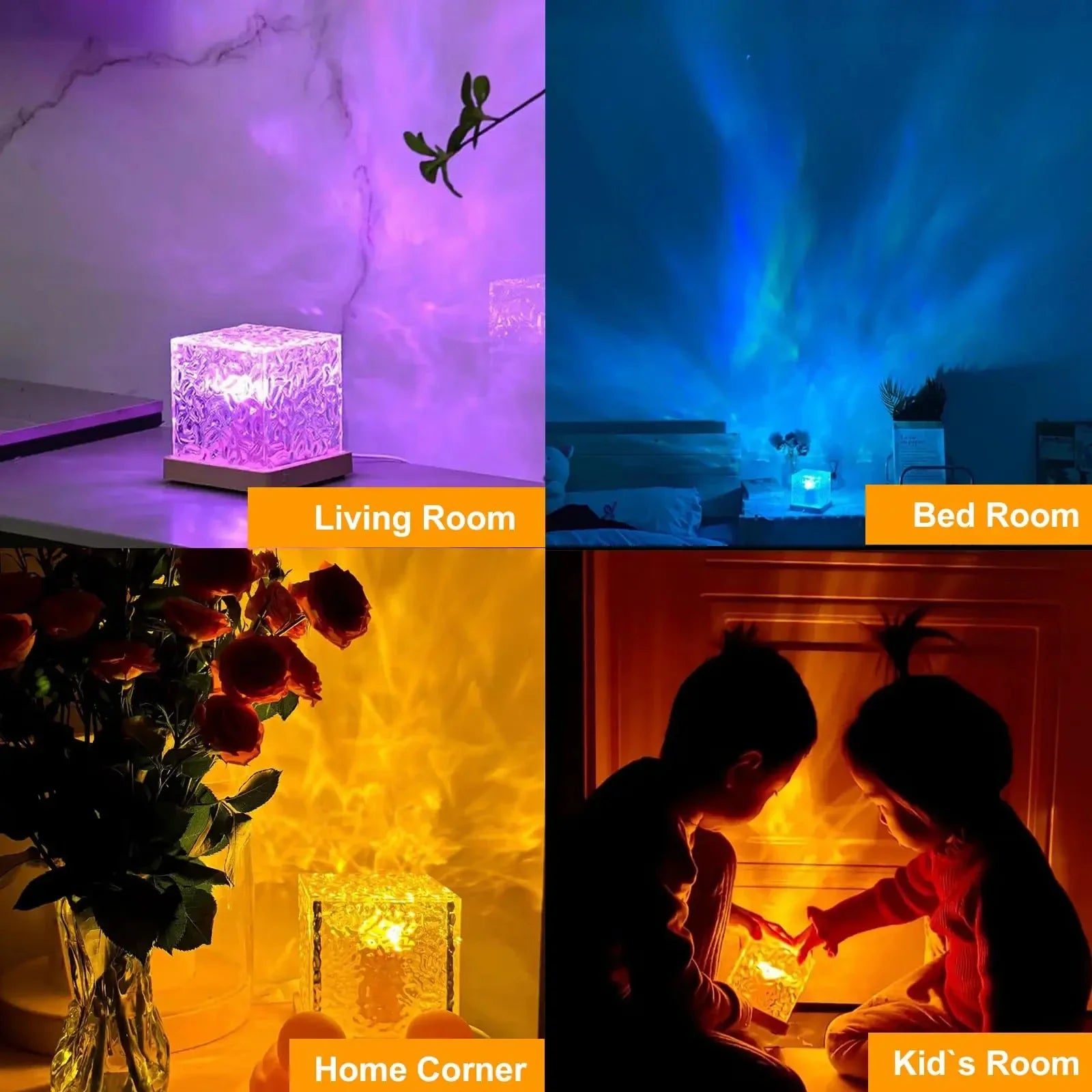 HOMEFISH RGB 16 Colors Night Light with Remote Ocean Wave Aurora Projector Rechargeable Table Lamp for Home Bedroom Decor