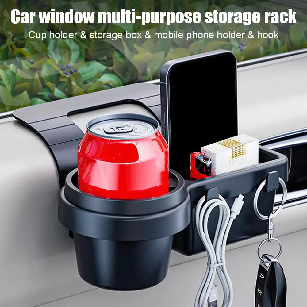 Car Cup Stand Phone Holder Mount Tray Side Door Window Storage Barrel Pocket Hanging Storage Rack with Auto Interior Accessories