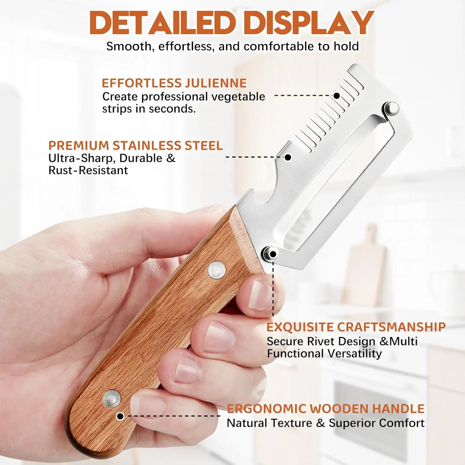 Multi Functional Vegetable Peeler Stainless Steel With Wooden Handle Fruit Potato Slicer Bottle Opener Kitchen Peeling Tools