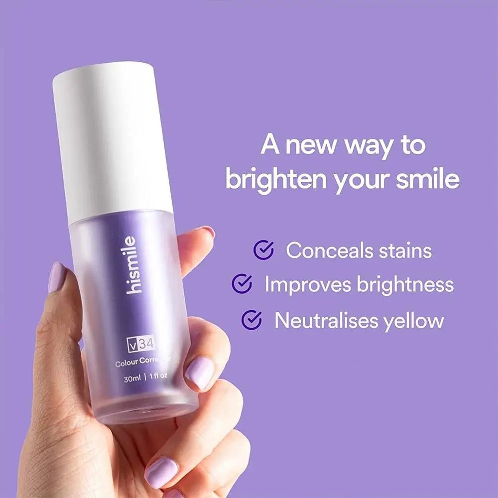 Hismile V34 Colour Corrector Serum 30ml Original Professional Purple Toothpaste Remove Tooth Stains Enhance Tooth Whiten Effect