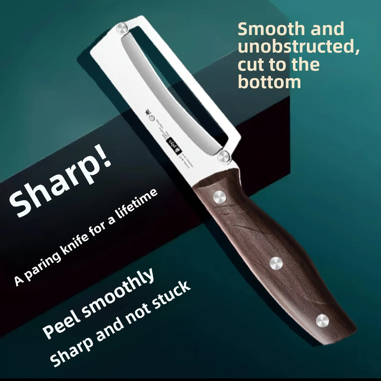 Stainless steel peeler with imitated wood handle for peeling and slicing fruits and vegetables | Durable and smooth operation