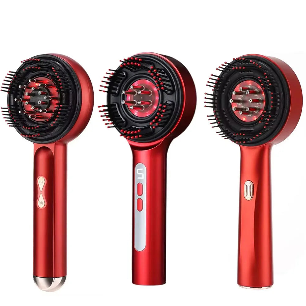 Electric Scalp Head Massage Comb 660nm Light Hair Growth Comb Hair Brush Head Spa 3 Levels Soft Massage Scalp Oil Applicator