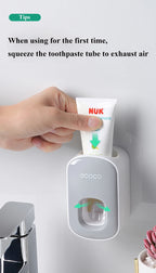 WIKHOSTAR Automatic Toothpaste Dispenser Bathroom Accessories Set Wall Mounted Toothpaste Squeezer Toothpaste Holder Rack