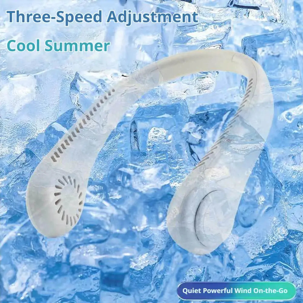 Portable Bladeless Neck Fan Rechargeable 3 Speeds Adjustable Cooling Fan Hands-Free Bladeless Neck Fan For Outdoor Sports Travel