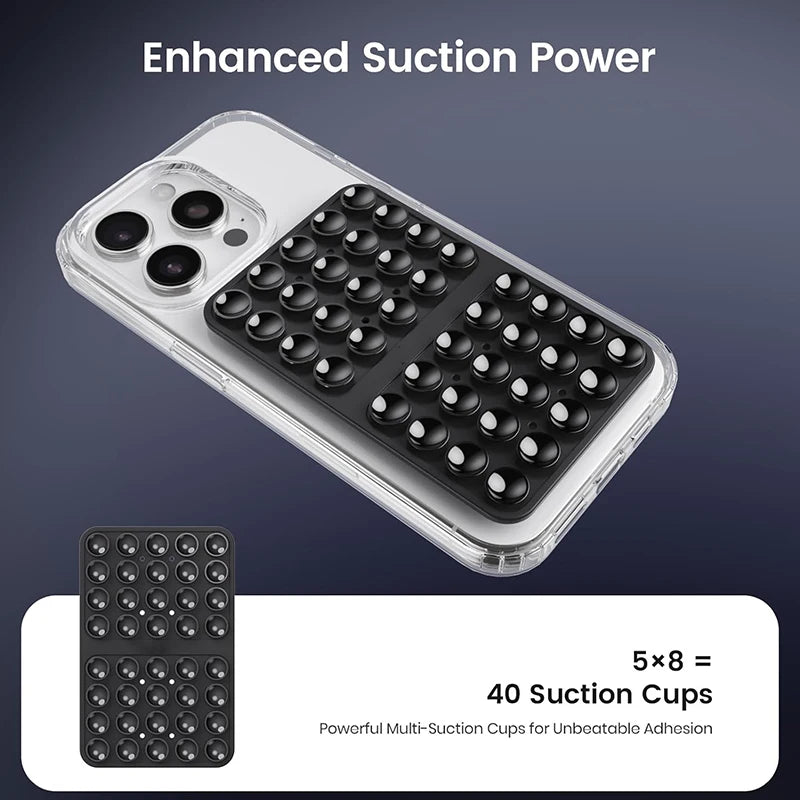 Silicone Double-Sided Suction Cup Phone Case Mount, Phone Grip with Suction Power, Hands-Free Phone Holder for Selfies and Video