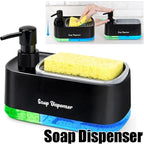 Dual Pump Soap Dispenser Set 3-in-1 Kitchen Organizer with Sponge Storage Box for Sink and Countertop Compact Cleaning Solution