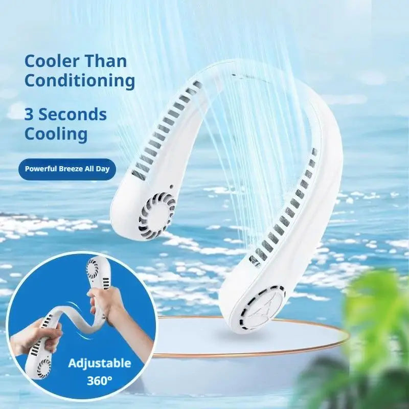 Portable Bladeless Neck Fan Rechargeable 3 Speeds Adjustable Cooling Fan Hands-Free Bladeless Neck Fan For Outdoor Sports Travel