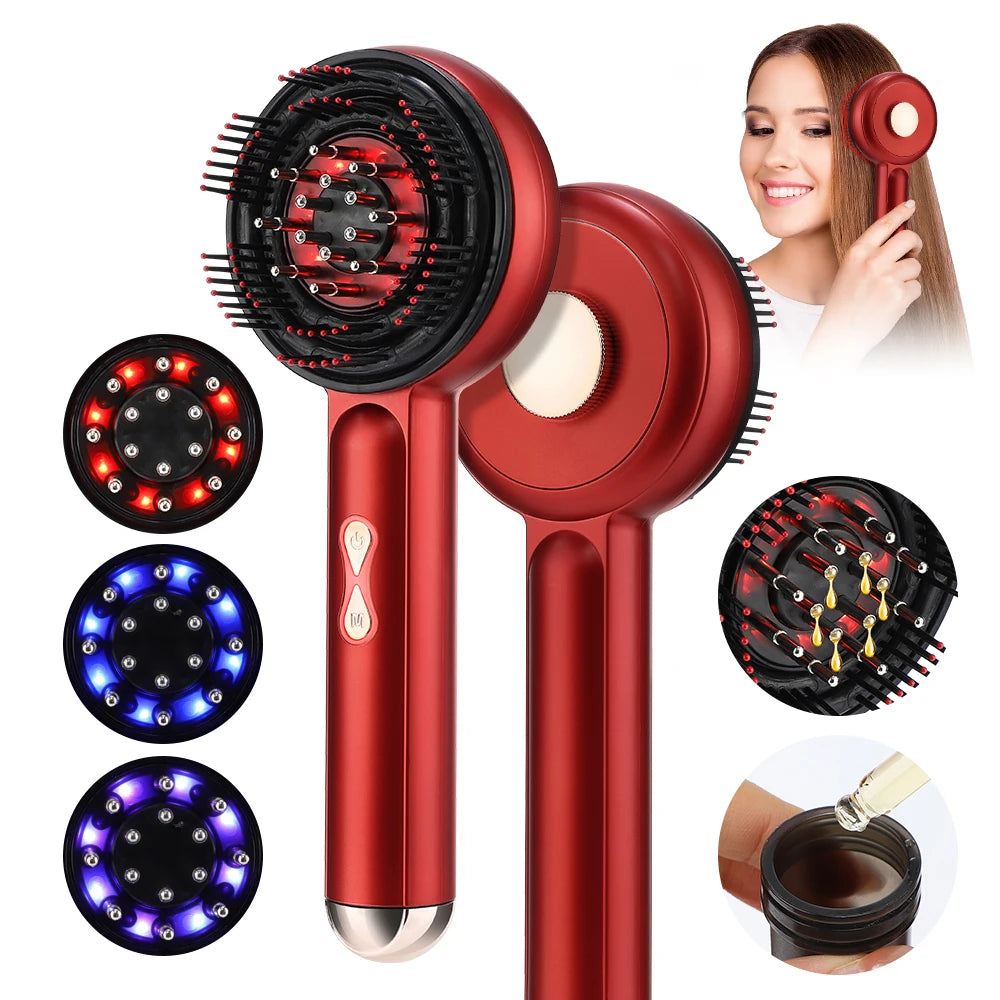 Electric Scalp Head Massage Comb 660nm Light Hair Growth Comb Hair Brush Head Spa 3 Levels Soft Massage Scalp Oil Applicator
