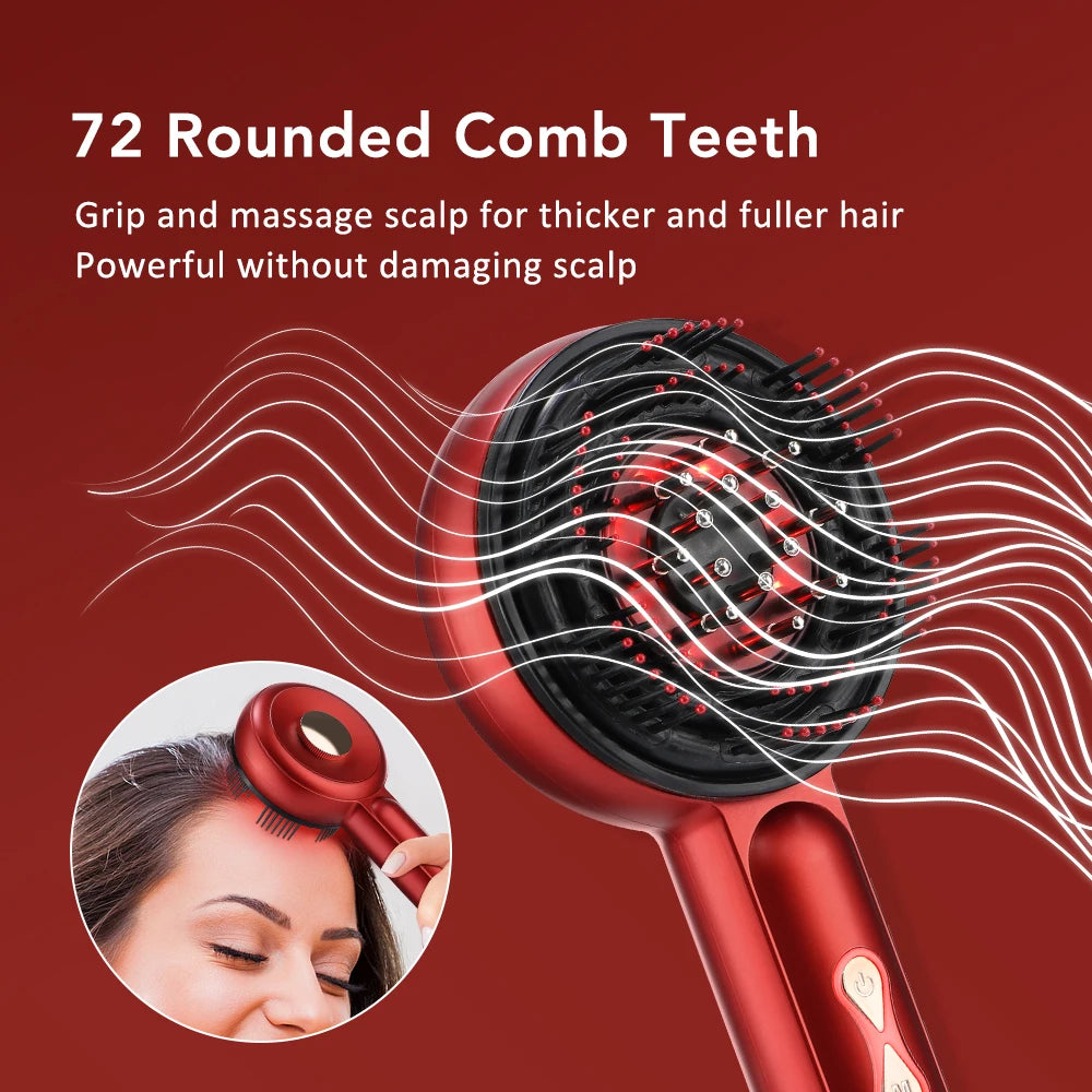 Electric Scalp Head Massage Comb 660nm Light Hair Growth Comb Hair Brush Head Spa 3 Levels Soft Massage Scalp Oil Applicator