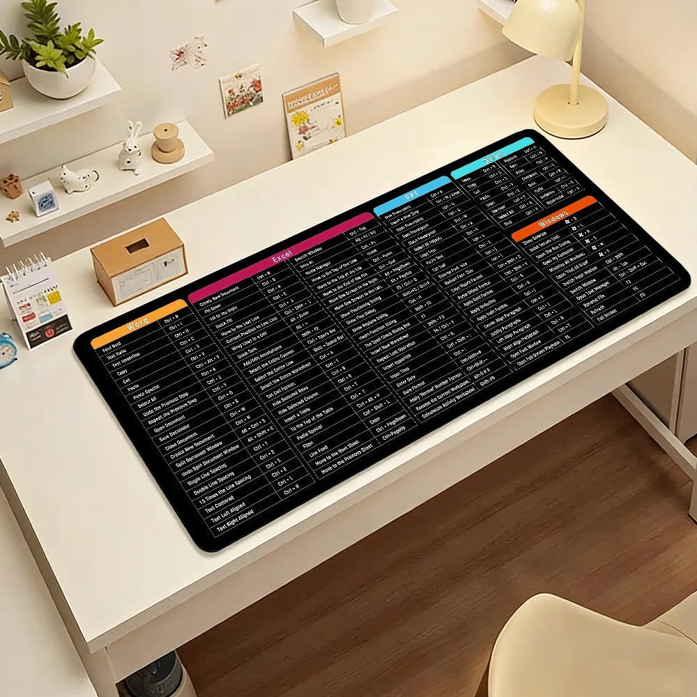 Word Excel PPT Office Shortcuts MousePad Non-slip Locking Edge PC Laptop Accessories Rubber Office Keyboard Game XXL DeskMat