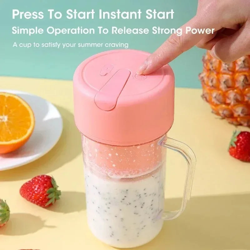 Portable USB Rechargeable Mini Blender Juicer Cup with Straw Cordless Juice Maker for Fruit Smoothies Home Outdoor Gym