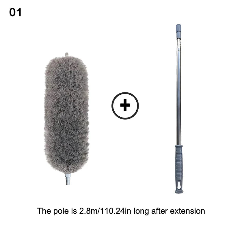 Reusable Ceiling Cleaning Tool 280cm Dust Dusters With Extension Pole Retractable Dust Removal Brush Microfiber Dusting Brush