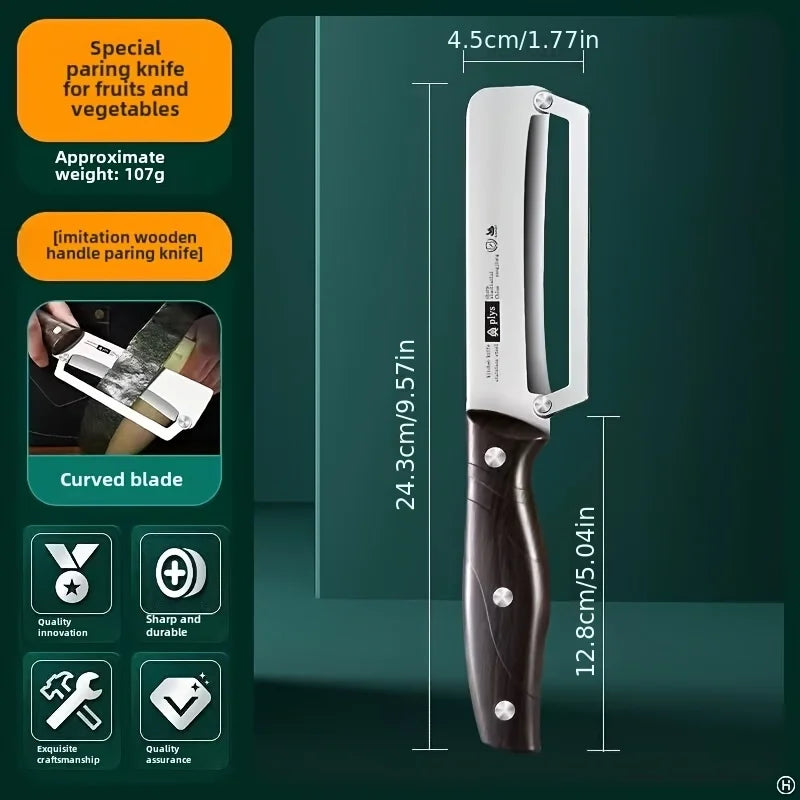 Stainless steel peeler with imitated wood handle for peeling and slicing fruits and vegetables | Durable and smooth operation