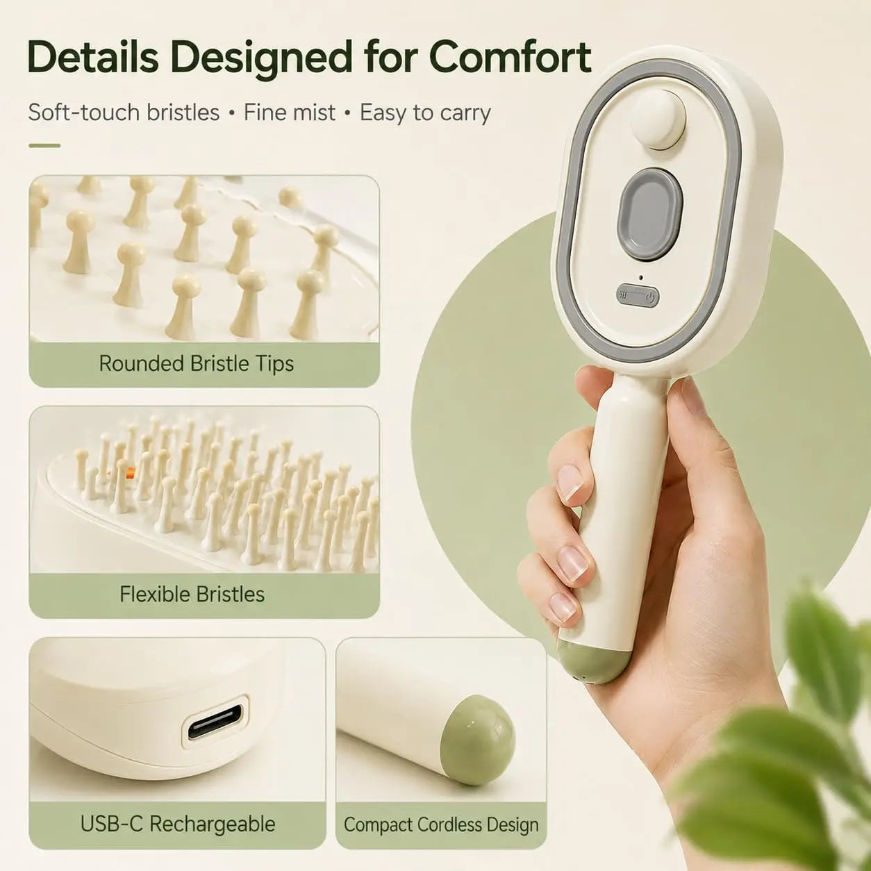 Multifunctional Massage Comb,Electric Spray Air Cushion Scalp Massager,Self-Cleaning Essential Oil Hair Care Comb,Gift for Women