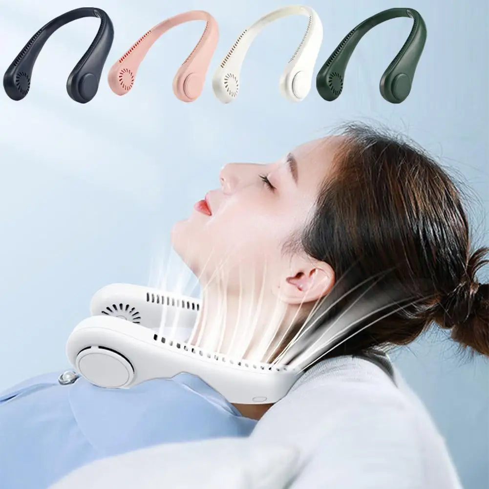 Portable Bladeless Neck Fan Rechargeable 3 Speeds Adjustable Cooling Fan Hands-Free Bladeless Neck Fan For Outdoor Sports Travel