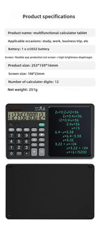 Solar Foldable Scientific Calculator with Writing and Drawing Tablet, LCD Large Screen Calculator