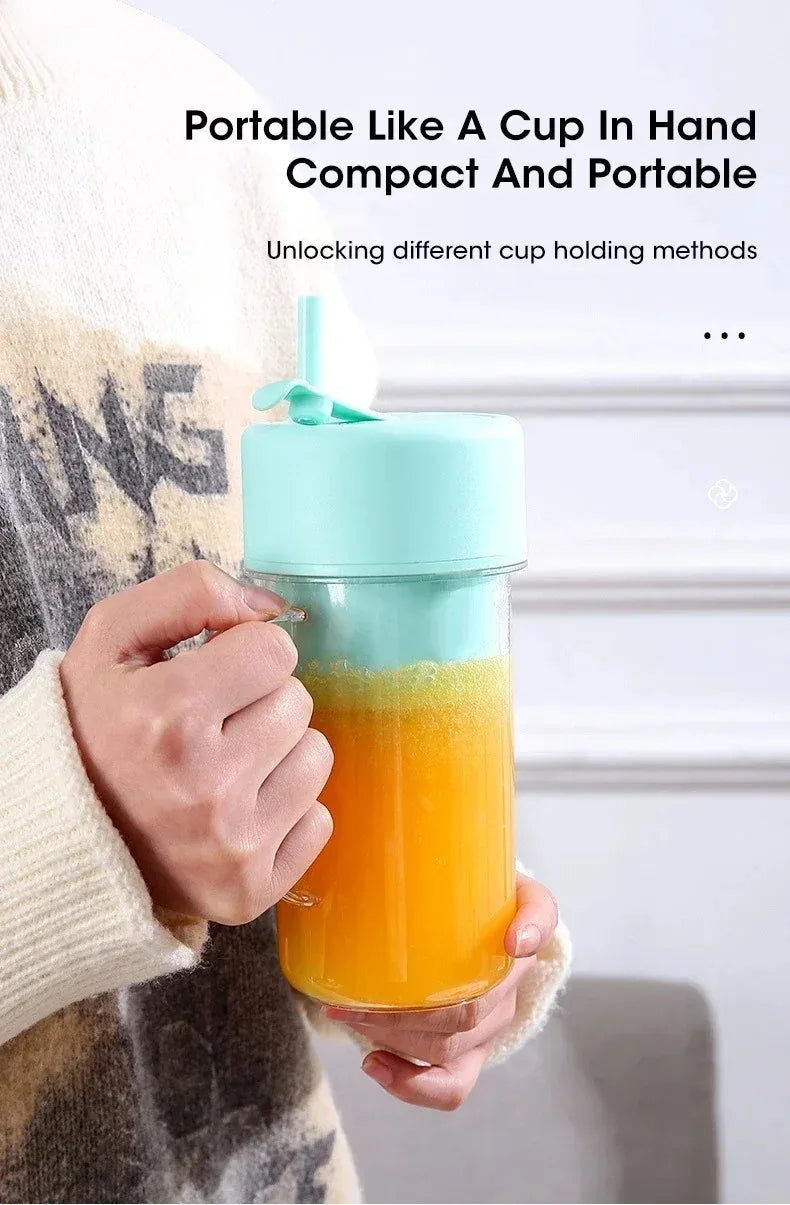 Portable USB Rechargeable Mini Blender Juicer Cup with Straw Cordless Juice Maker for Fruit Smoothies Home Outdoor Gym
