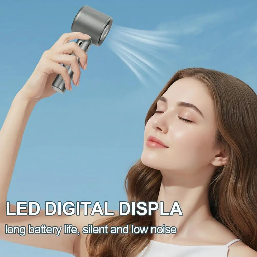 Portable Handheld Fan with 120 Wind Speeds USB Rechargeable Bladeless High-Speed Electric Cooling Fan for Personal Use