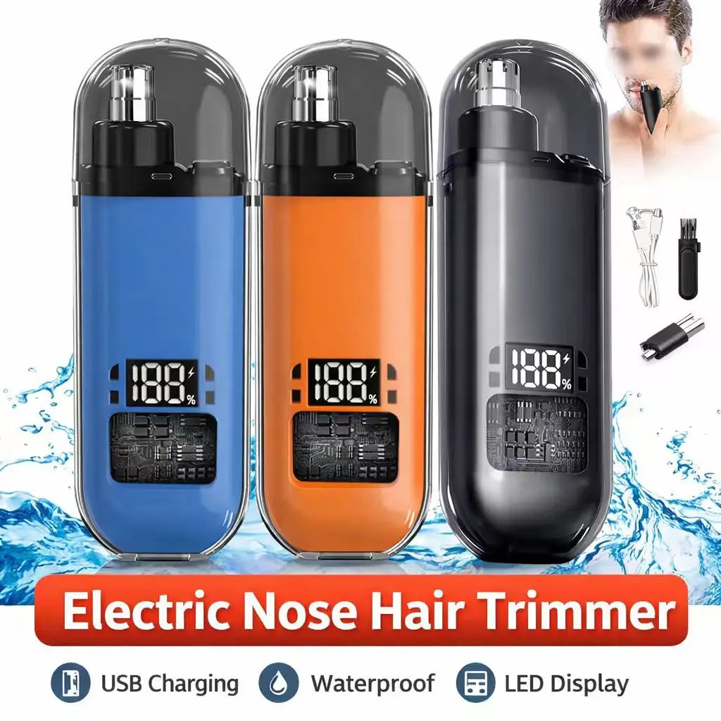 USB Rechargeable Nose and Ear Hair Trimmer for Men, Mini Portable Electric Clipper, Quick Charging, Low Noise, Compact, Washable