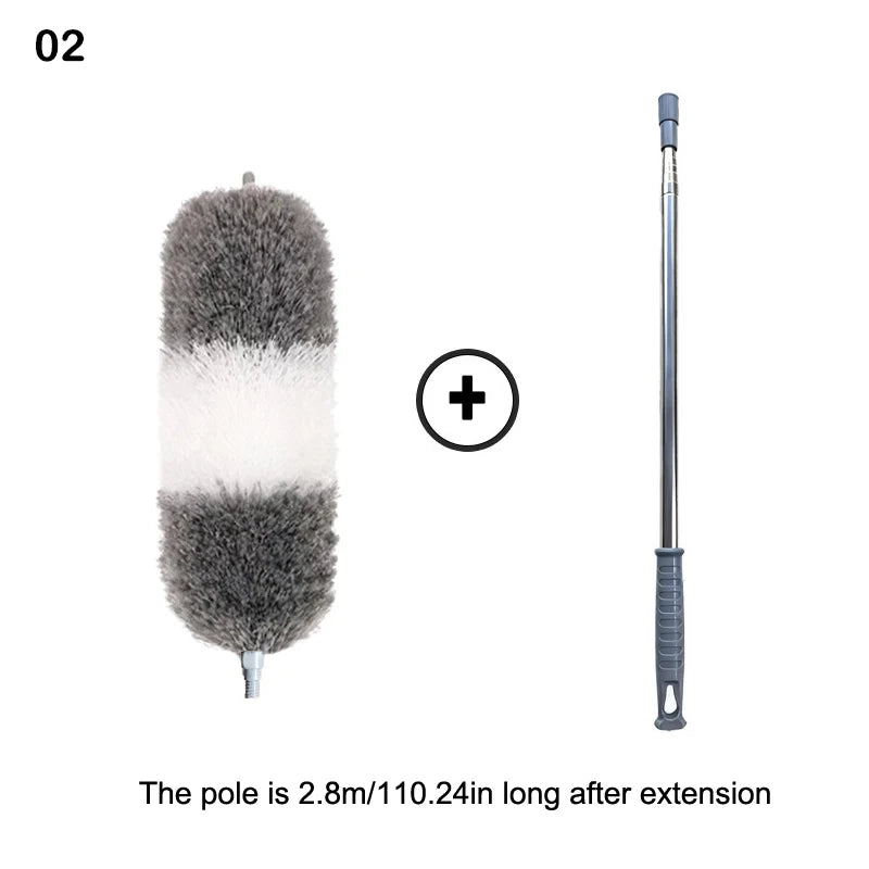 Reusable Ceiling Cleaning Tool 280cm Dust Dusters With Extension Pole Retractable Dust Removal Brush Microfiber Dusting Brush