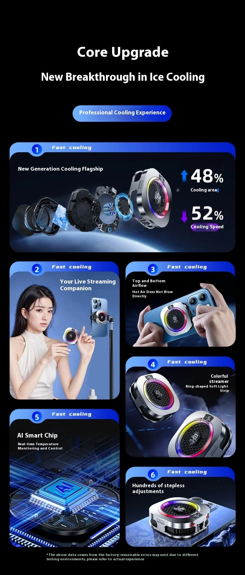 Magnetic Back Clip Dual-use Mobile Phone Radiator Digital Display Temperature Control AI Intelligent Gear Semiconductor Cooling