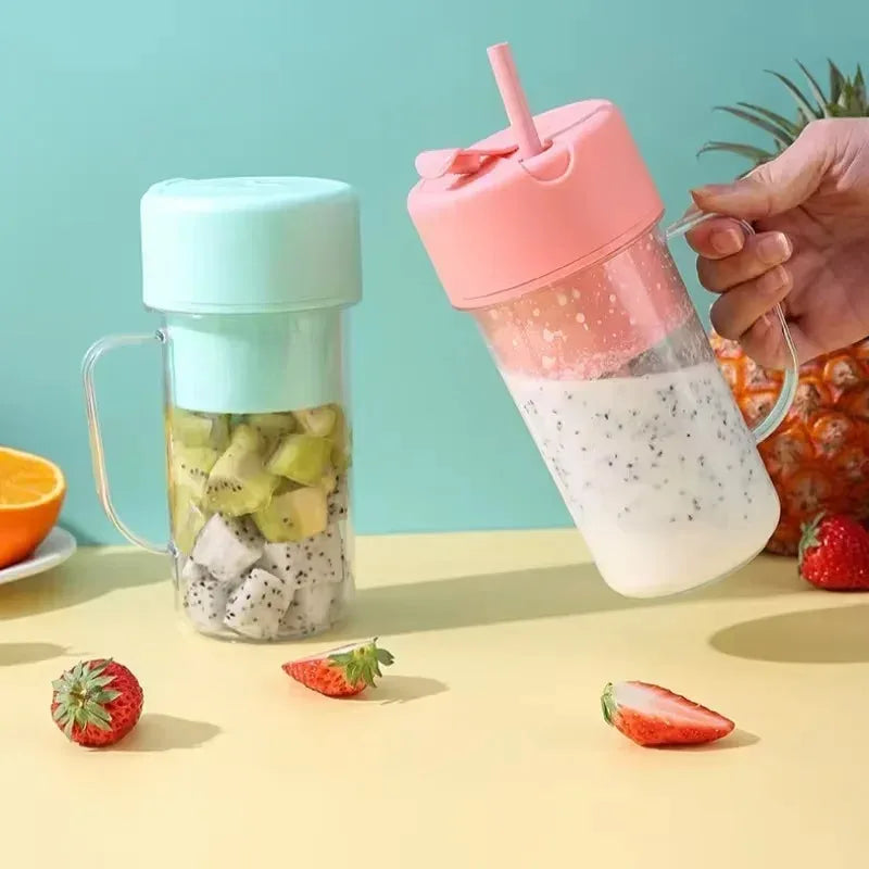 Portable USB Rechargeable Mini Blender Juicer Cup with Straw Cordless Juice Maker for Fruit Smoothies Home Outdoor Gym