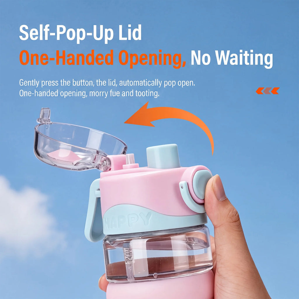 Water Bottle 750ML Spray Sports Water Bottle with Straw Direct Drinking Dual-Use Plastic Water Bottles for Outdoor Sporting