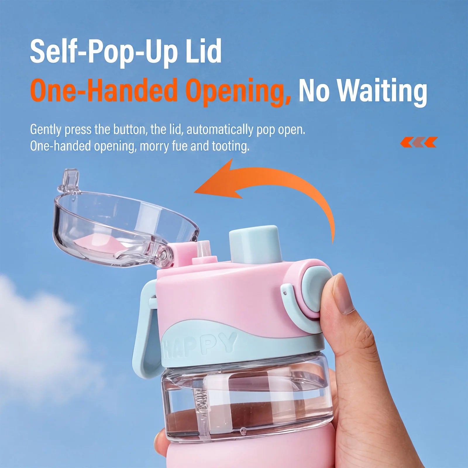 Water Bottle 750ML Spray Sports Water Bottle with Straw Direct Drinking Dual-Use Plastic Water Bottles for Outdoor Sporting