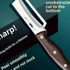 Stainless steel peeler with imitated wood handle for peeling and slicing fruits and vegetables | Durable and smooth operation