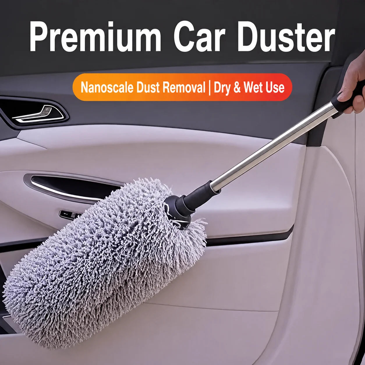 Professional Car Duster Microfiber Cleaning Brush Telescopic Long Handle Car Wash Mop Scratch Free Auto Detailing Dust Remover