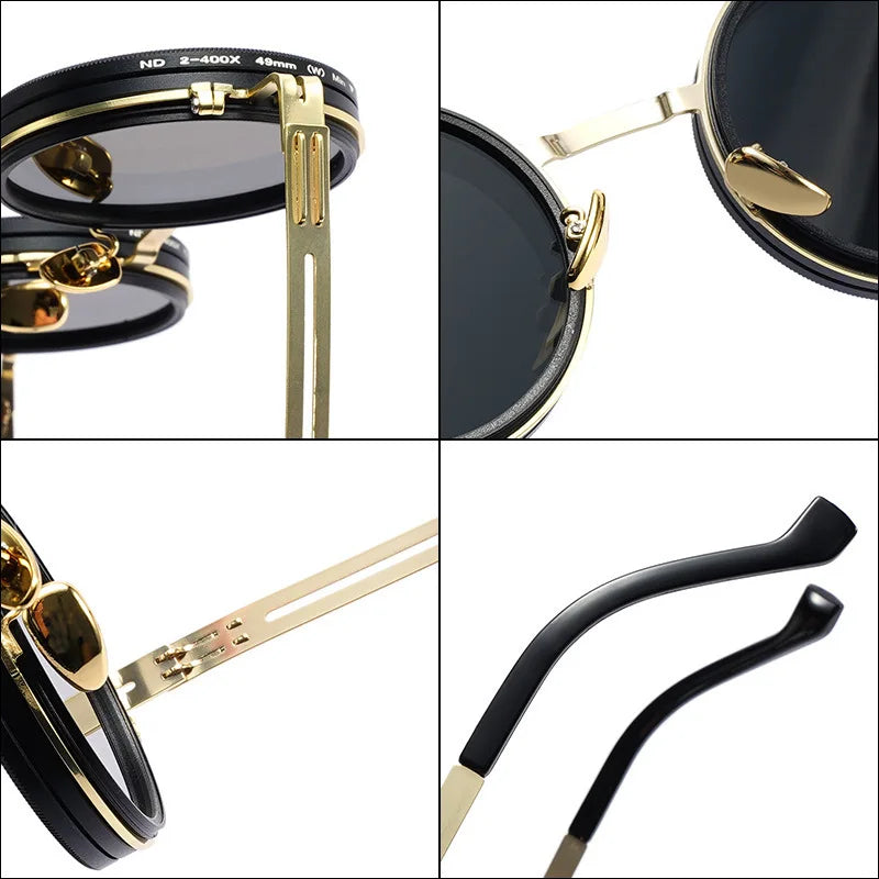 2025 Fashion New Unisex Handmade ND9 Level Sunglasses Stepless Rotating Filter Retro Polarized Sunglass Cycling Sports Glassees